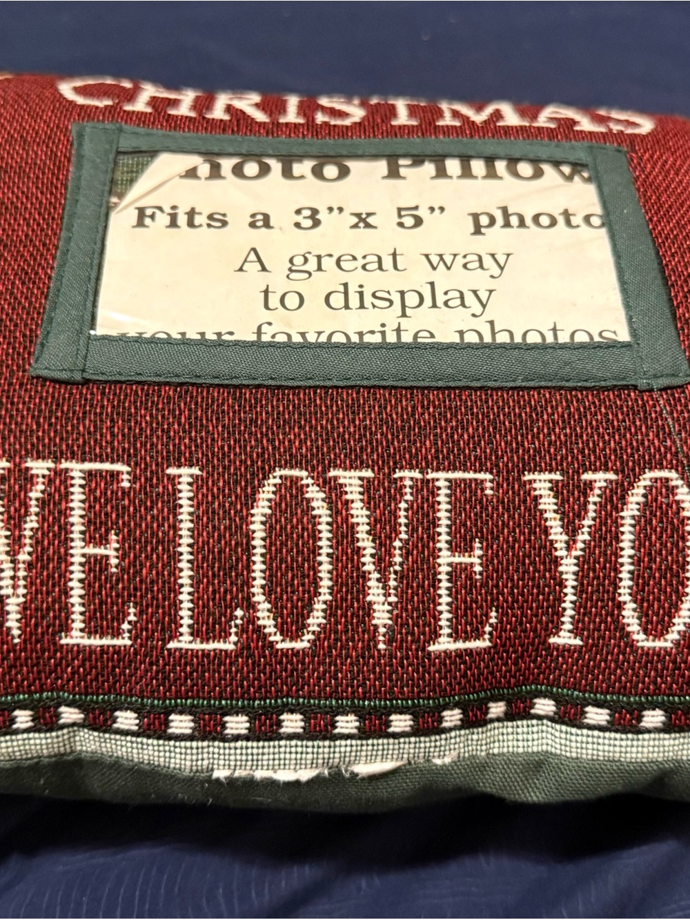 Merry Christmas We Love You Throw Pillow Picture Pouch XMas Tree Lights 10x13"
